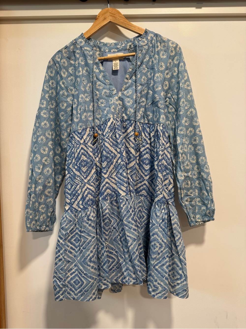 Jessica Simpson Light Blue Patterned womens Dress with Tassel Tie